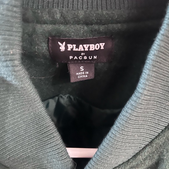 PLAYBOY Green and Cream Varsity Jacket - Picture 6 of 9